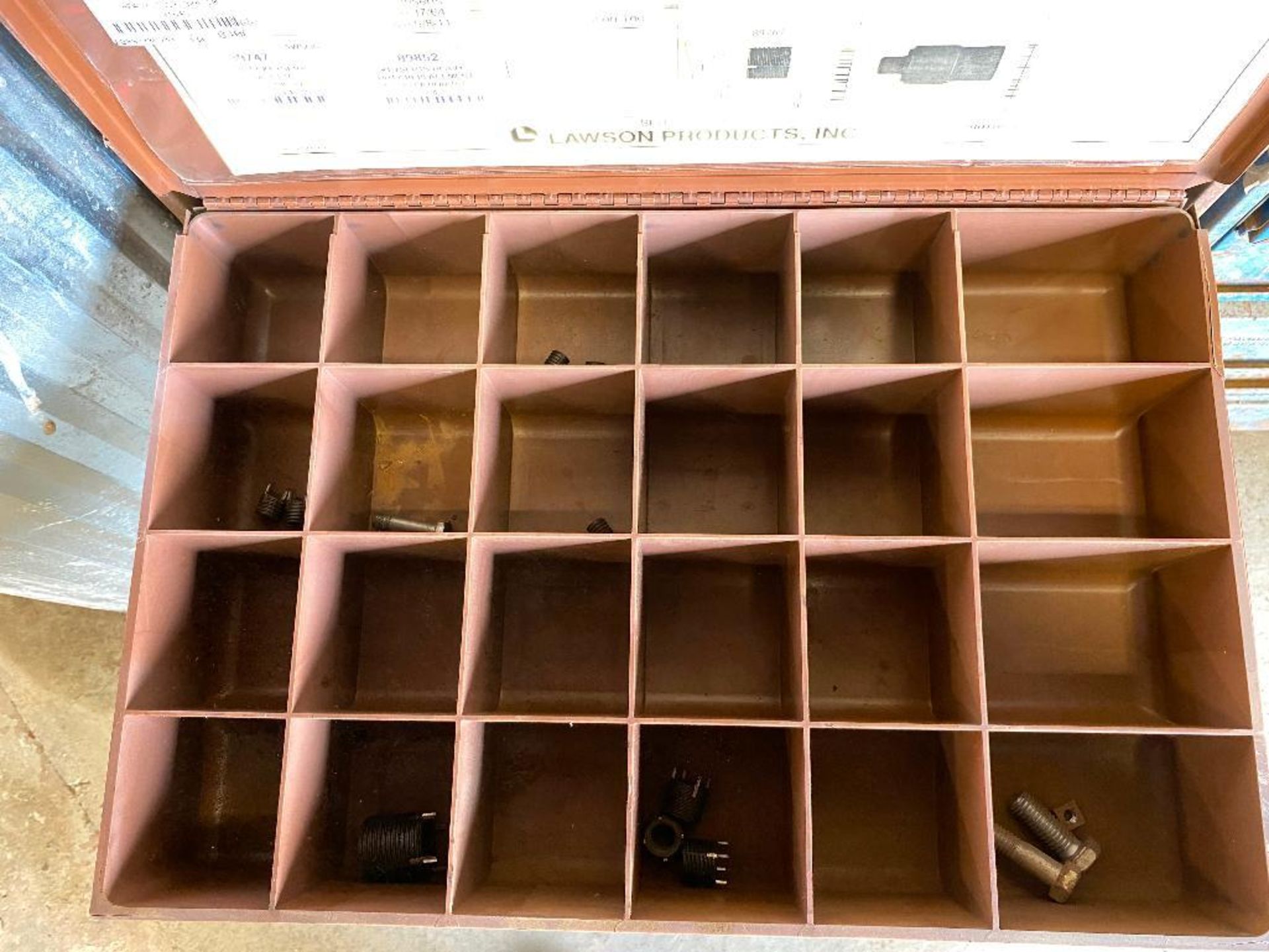 Lot of (14) Lawson Parts Drawers w/ Asst. Contents including, O-Rings, Fittings, Connectors, etc. - Image 12 of 15