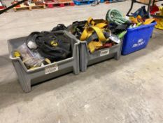 Lot of (3) Parts Bins w/ Asst. Harnesses, Fall Protection, Rope, etc.