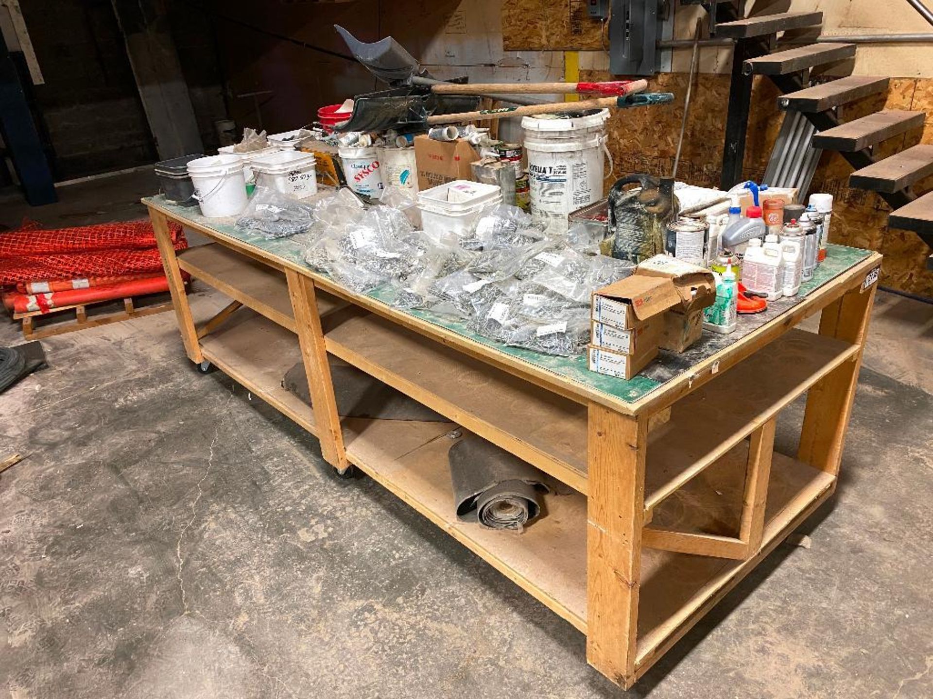 Lot of Work Table w/ Asst. Screws , Paints, etc. - Image 2 of 6