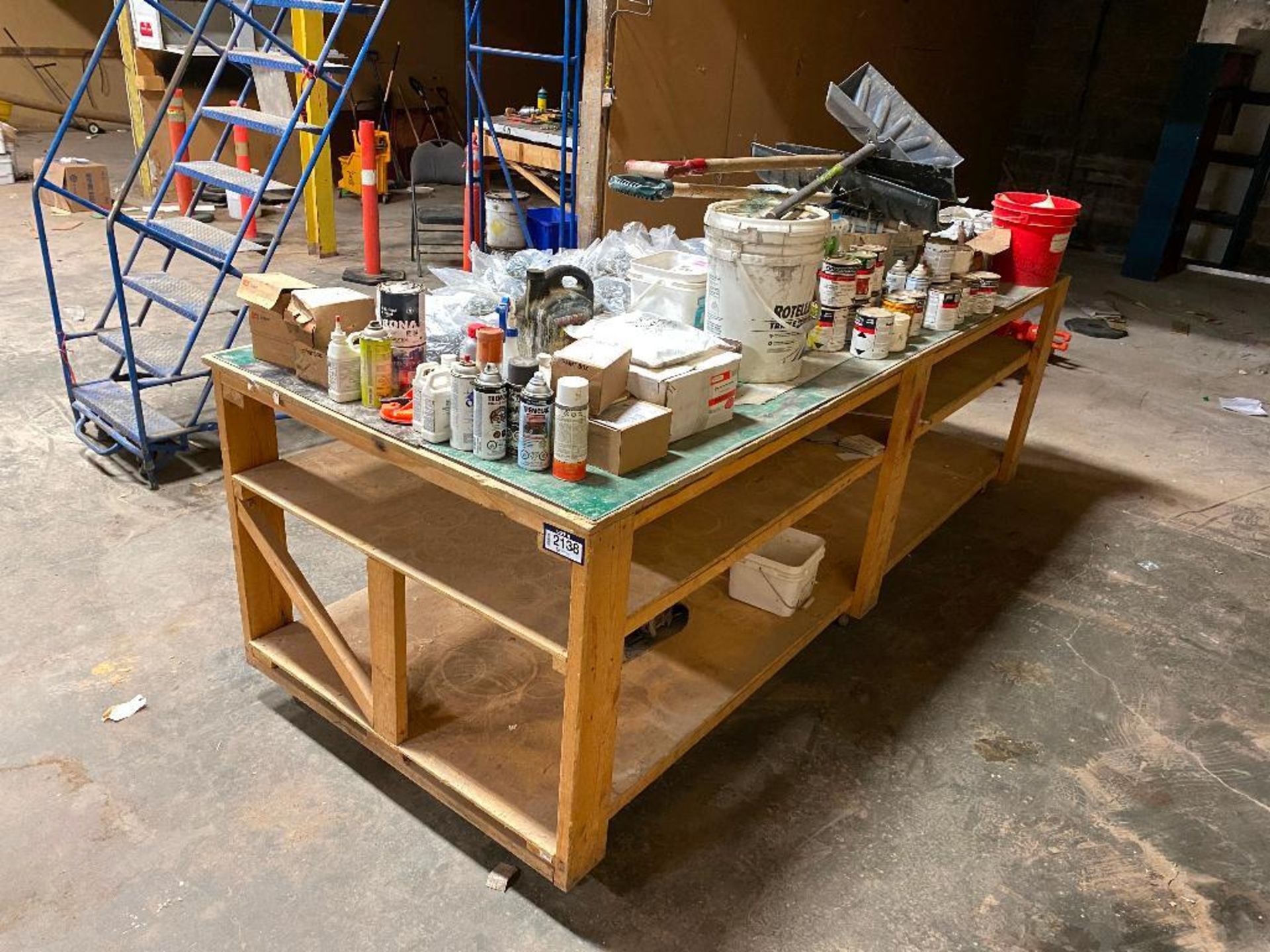 Lot of Work Table w/ Asst. Screws , Paints, etc.