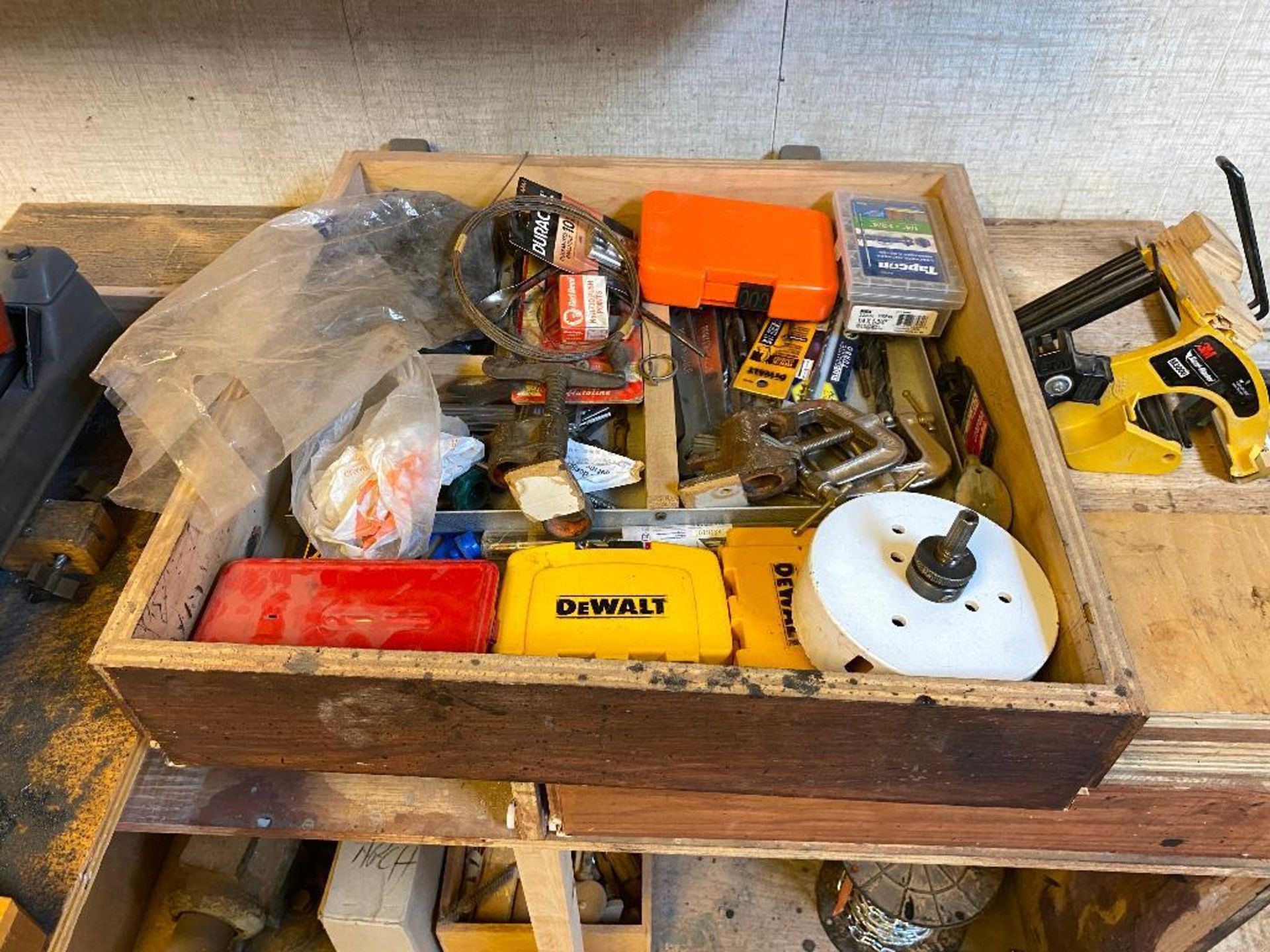 Lot of Tools including Cut-Off Saw, Bench Vise, Clamps, Bits, Hole Saw, Chain, Snips, etc. - Image 7 of 9