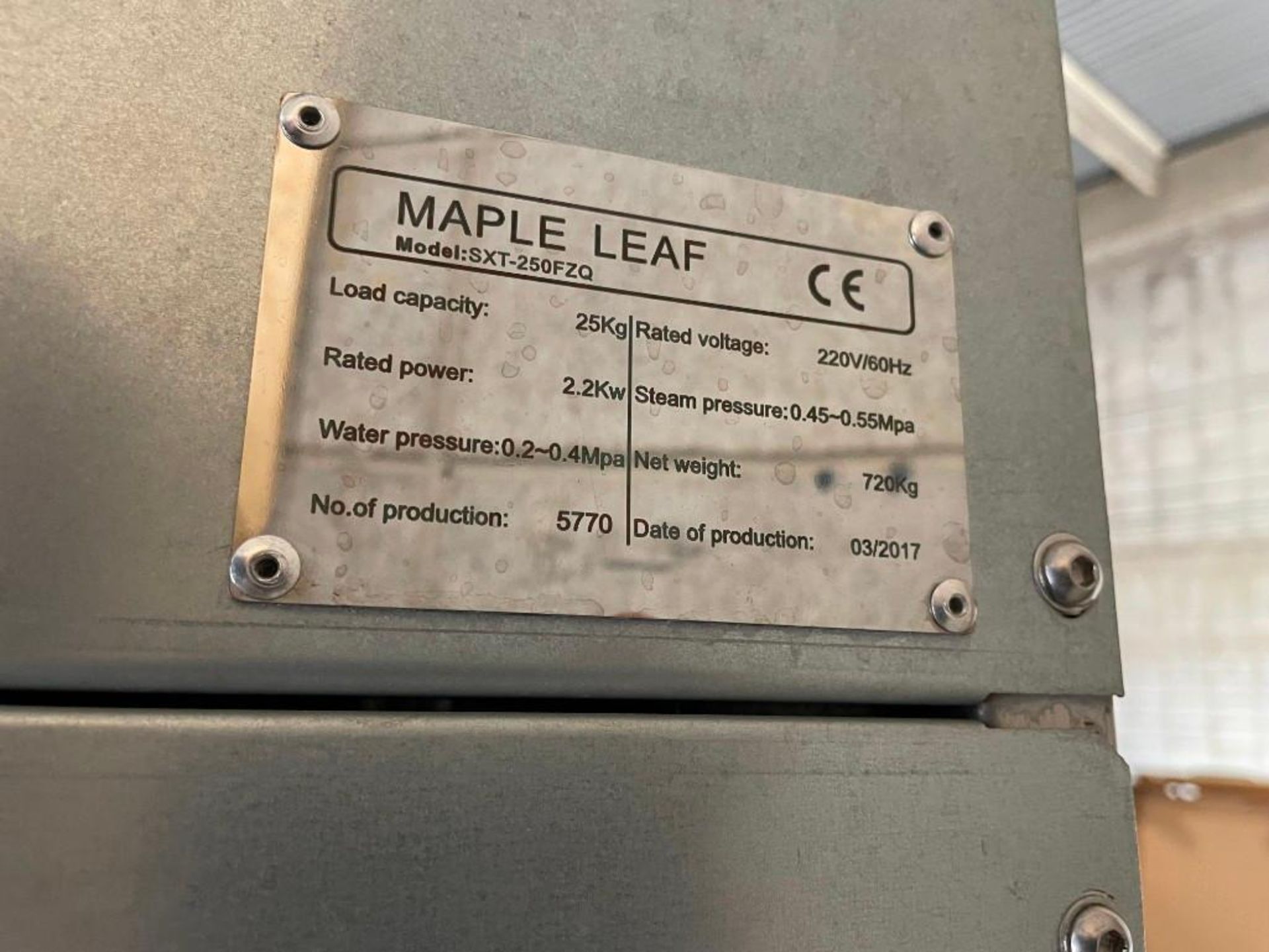 MAPLE LEAF SXT-250FZQ INDUSTRIAL WASHING MACHINE - 25KG LOAD CAPACITY - Image 8 of 9