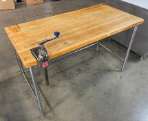 BUTCHER BLOCK TABLE WITH CAN OPENER