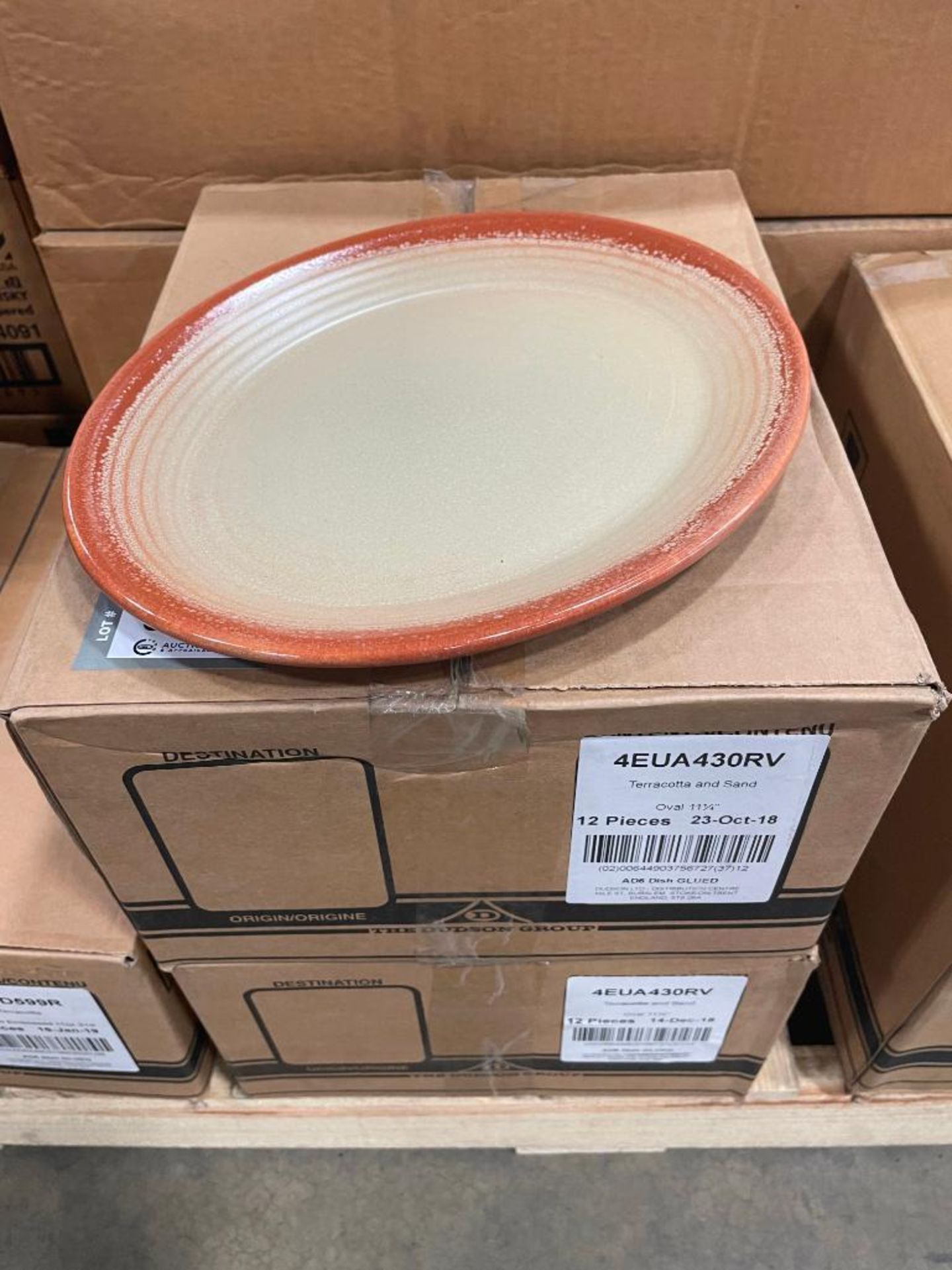 2 CASES OF DUDSON TERRACOTTA & SAND 11 1/4" OVAL PLATE - 12/CASE, MADE IN ENGLAND