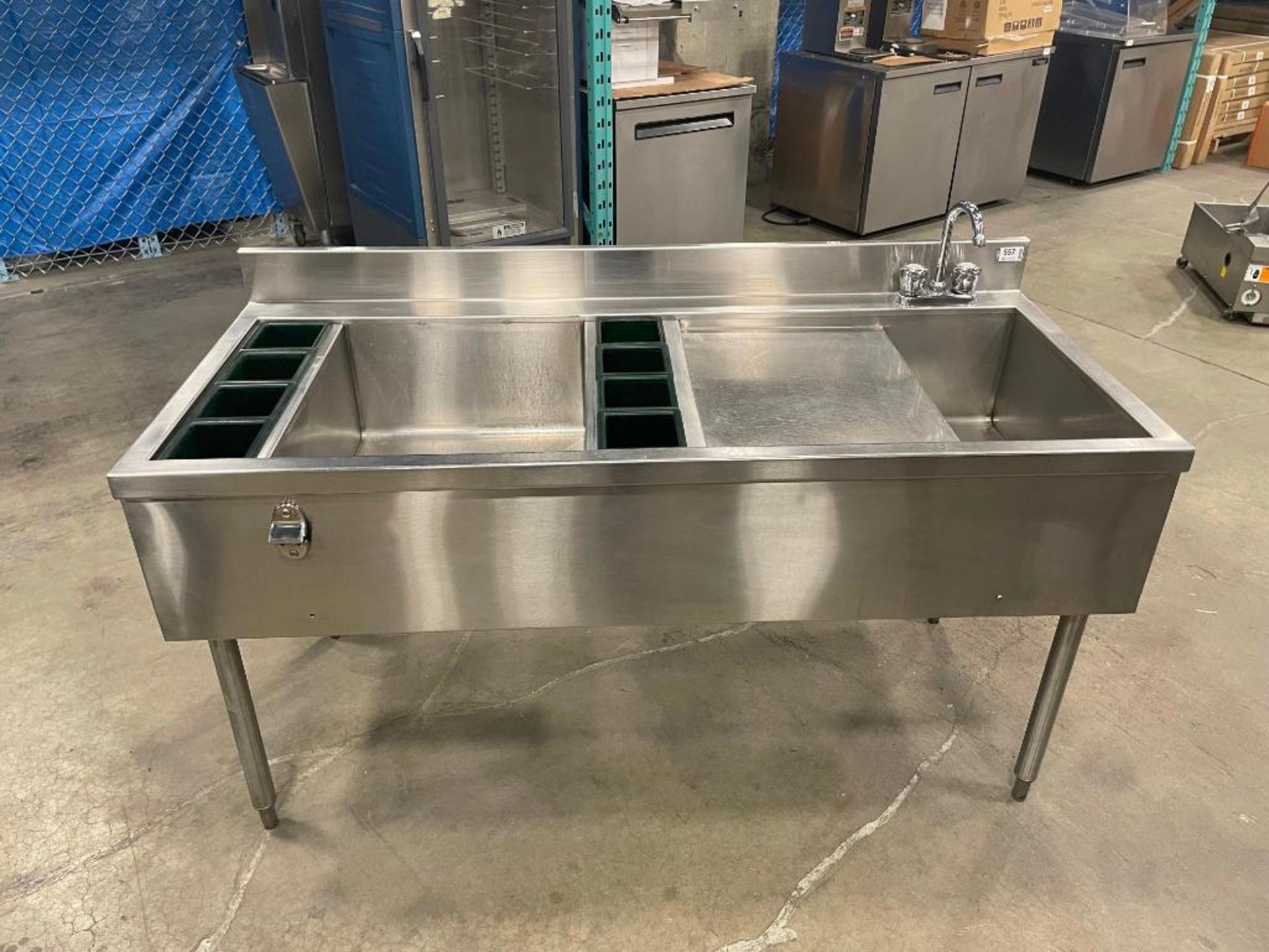 STAINLESS STEEL UNDERBAR WORKSTATION WITH ICE BIN AND SINK - Image 9 of 9