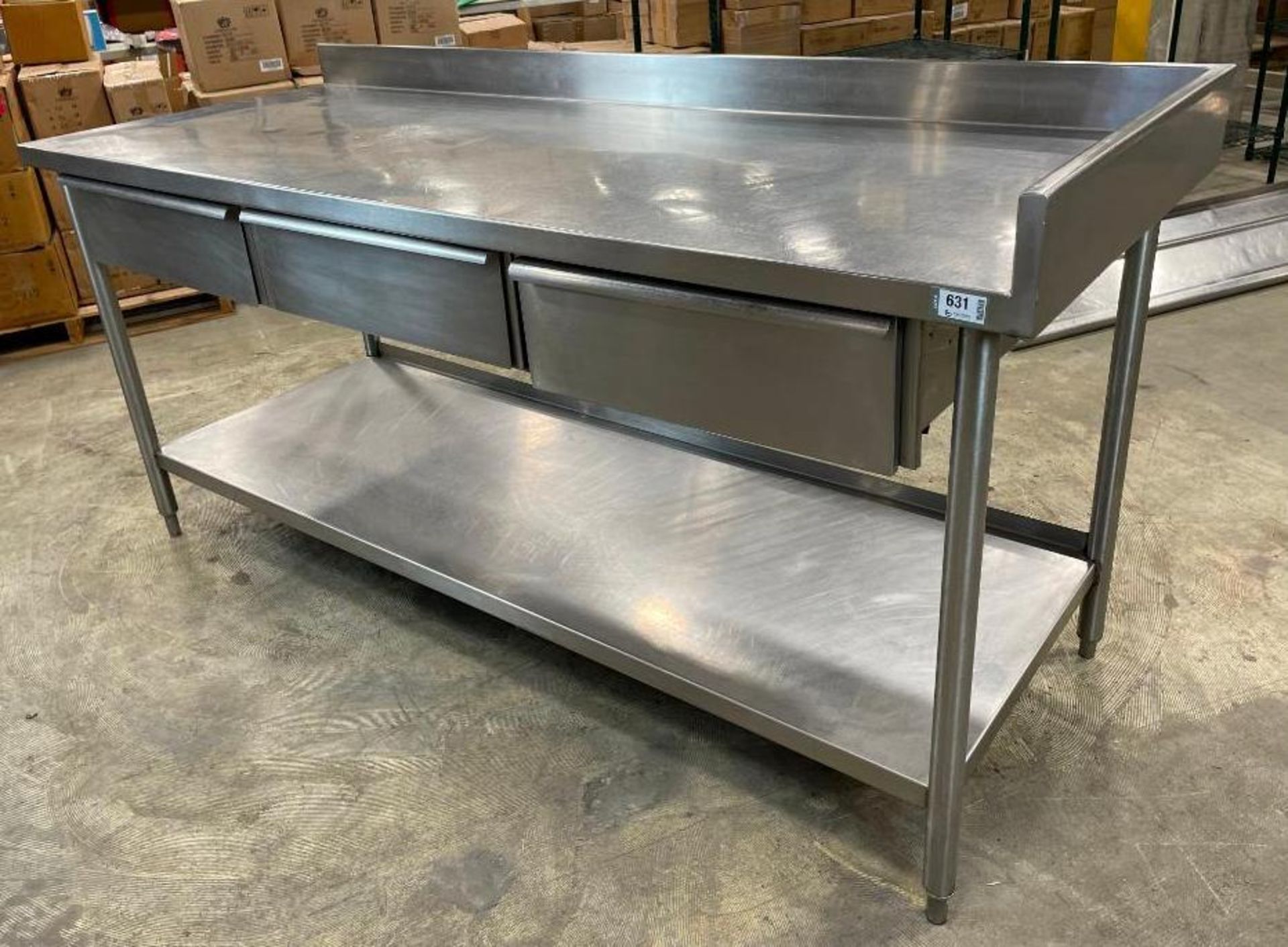 STAINLESS STEEL WORK TABLE WITH 3 DRAWERS AND UNDERSHELF