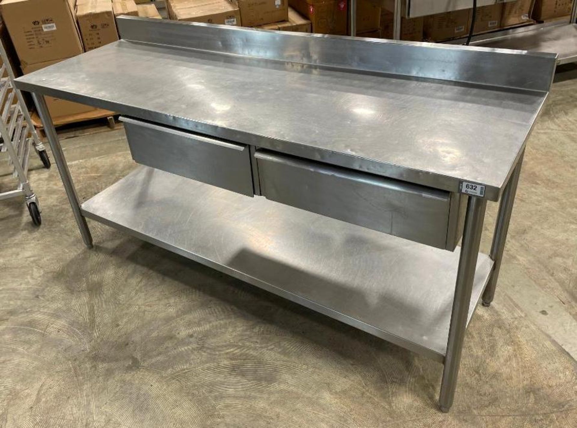 6' STAINLESS STEEL WORK TABLE WITH 2 DRAWERS AND UNDERSHELF