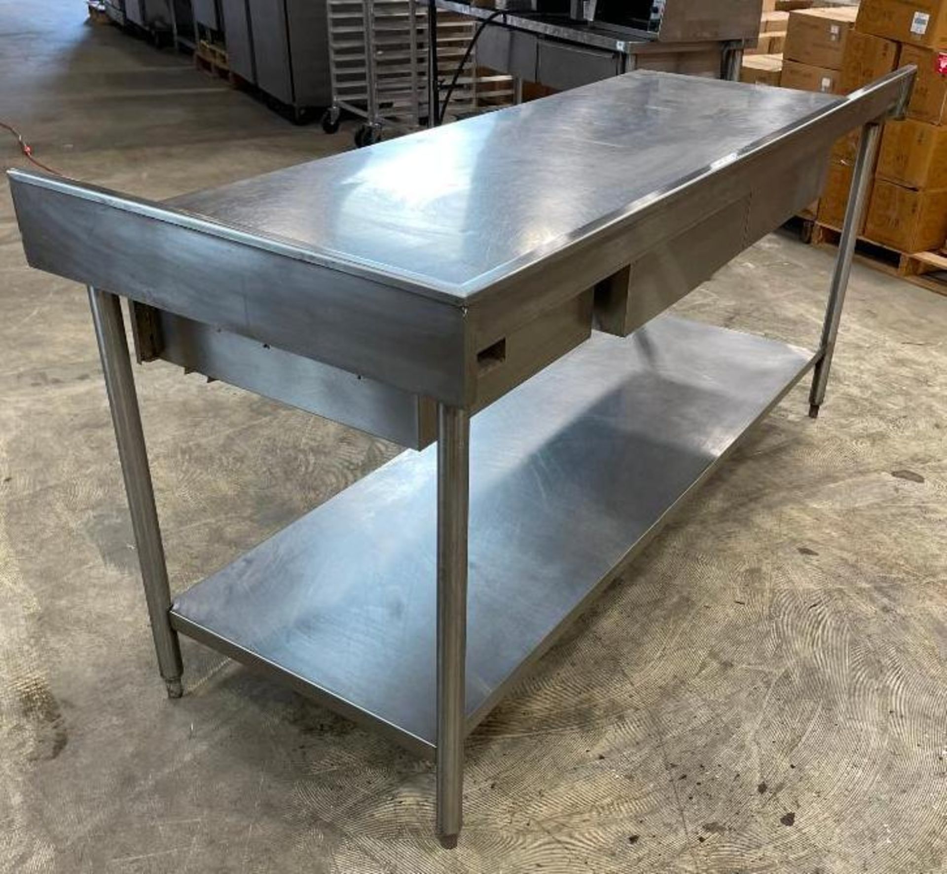 STAINLESS STEEL WORK TABLE WITH 3 DRAWERS AND UNDERSHELF - Image 4 of 11