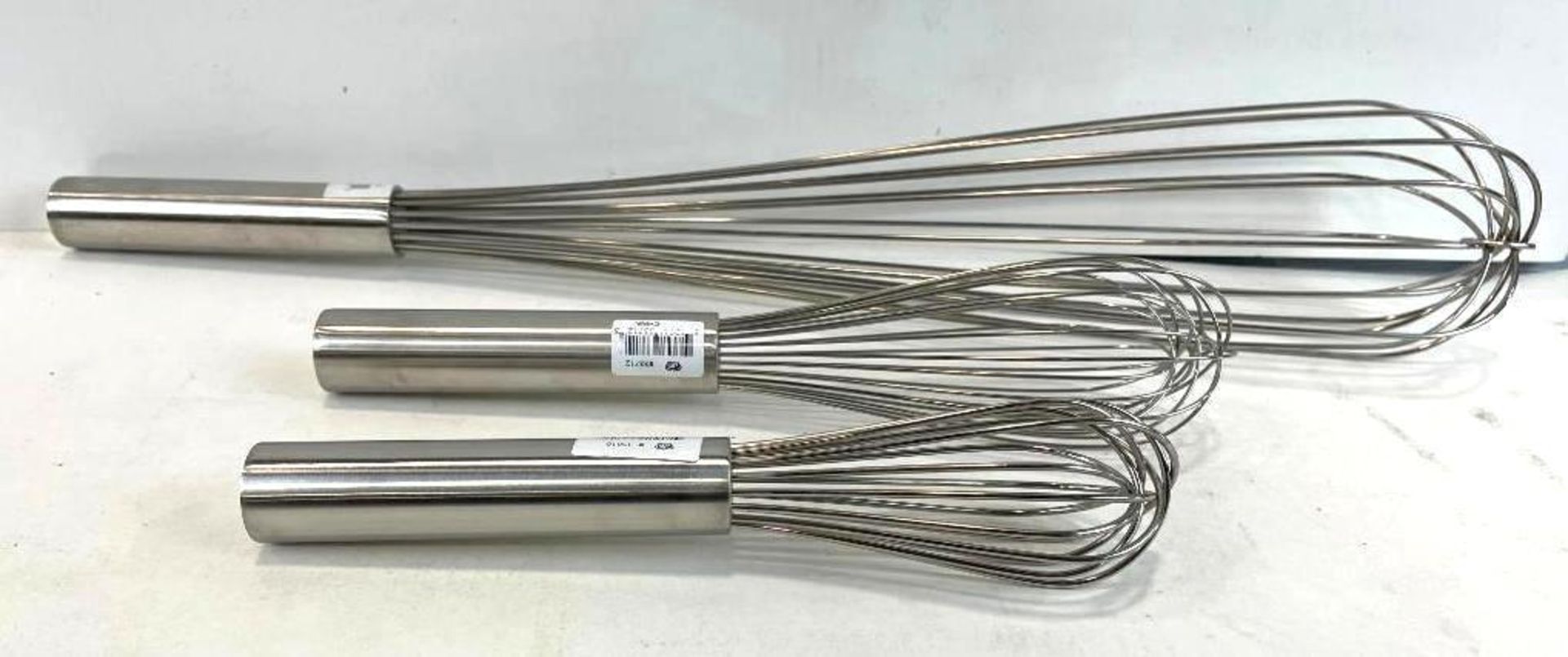 LOT OF (3) ASSORTED SIZE STAINLESS STEEL WHISKS - Image 2 of 3