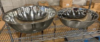 LOT OF (2) HEAVY DUTY STAINLESS STEEL MIXING BOWLS, (1) 30QT & (1) 16QT