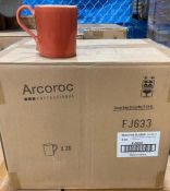 CASE OF CANYON RIDGE ORANGE 10 3/4 OZ MUGS - 36/CASE - ARCOROC - NEW