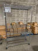 5 TIER CHROME WIRE STORAGE RACK WITH GARMENT RAIL AND HANGERS