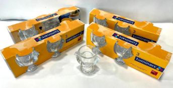 HEN GLASS EGG CUPS - LOT OF 12 (4 BOXES), LUMINARC 49228 - NEW