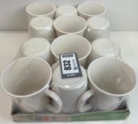 9-3/4OZ/290ML IVORY WHITE MUGS, ARCOROC "OPAL RECEPTION" 48025 - LOT OF 12 - NEW