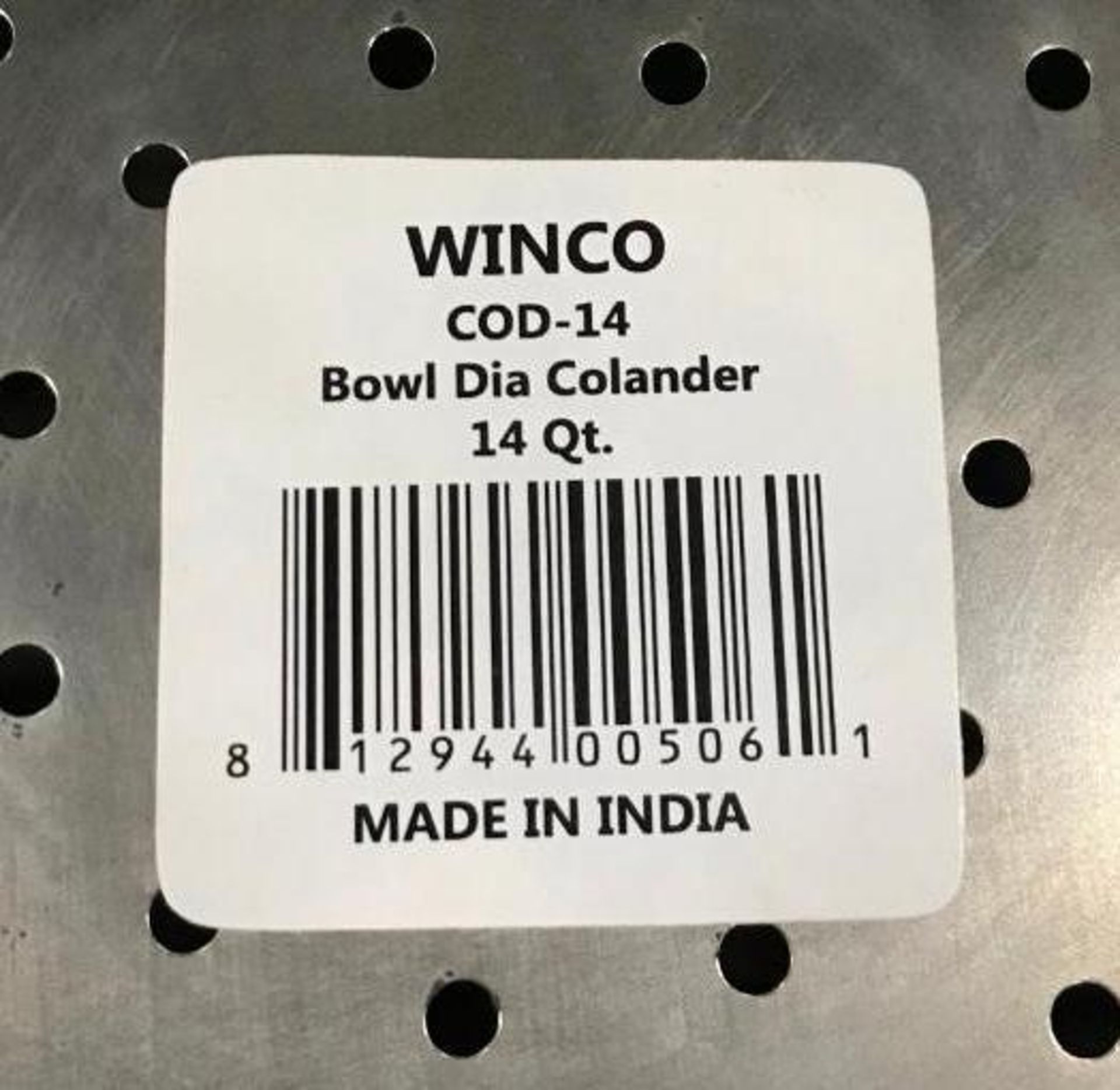 WINCO 14QT (16.5") STAINLESS STEEL COLANDER, WINCO C0D14 - NEW - Image 3 of 3