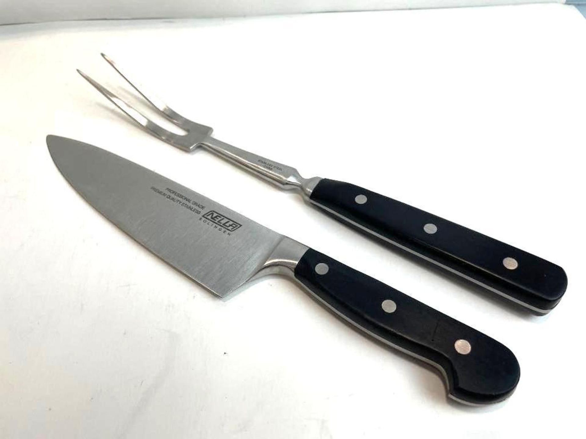 8" NELLA FORGED CHEF'S KNIFE & 13.5" STAINLESS STEEL COOK'S FORK