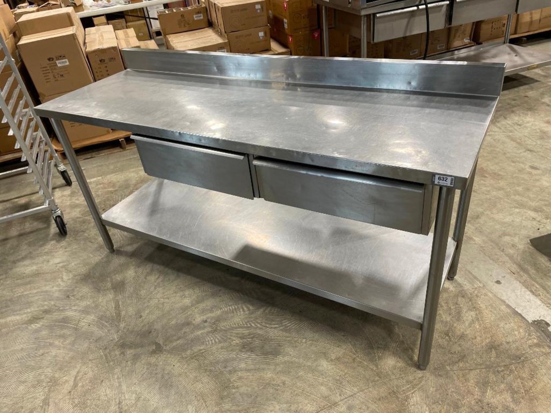 6' STAINLESS STEEL WORK TABLE WITH 2 DRAWERS AND UNDERSHELF - Image 7 of 7