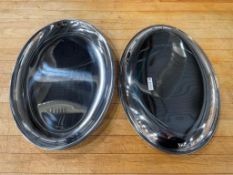 HEAVY DUTY STAINLESS STEEL 16" OVAL PLATTER - LOT OF 2 - JOHNSON ROSE 7136