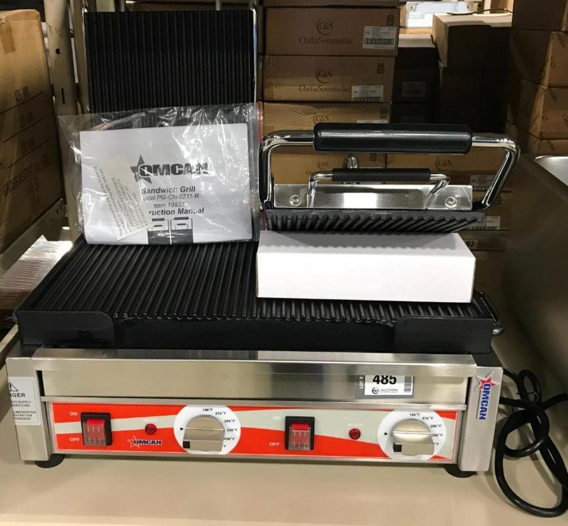 OMCAN DOUBLE PANINI RIBBED GRILL, 3200W, 220V, OMCAN 19937 - NEW - Image 2 of 3
