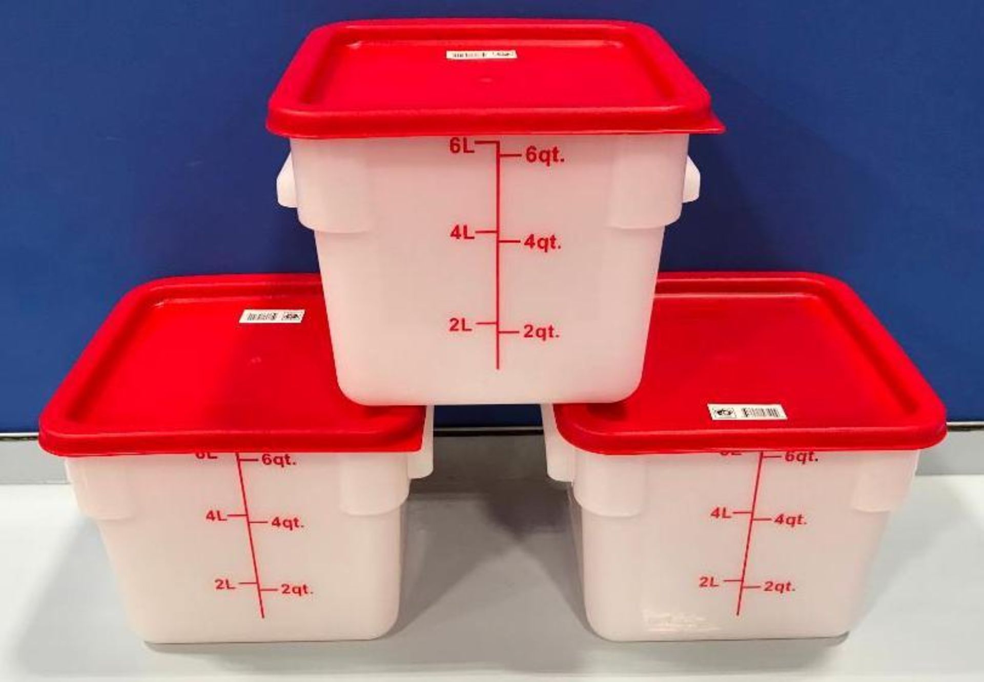 6QT SQUARE WHITE FOOD STORAGE CONTAINER, JOHNSON ROSE 56106 - LOT OF 3 - NEW