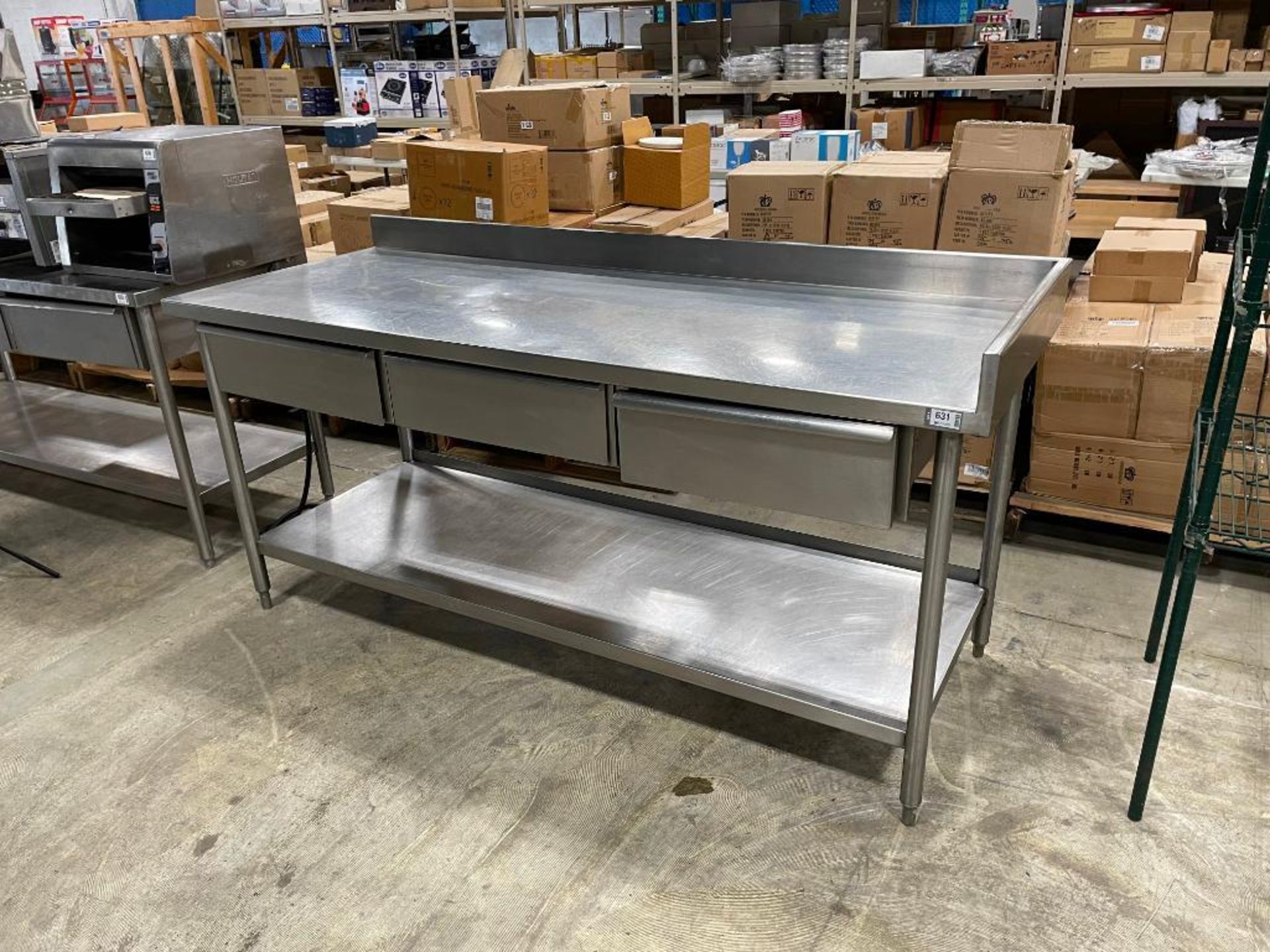 STAINLESS STEEL WORK TABLE WITH 3 DRAWERS AND UNDERSHELF - Image 11 of 11