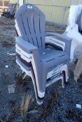 Lot of 6 Plastic Deluxe Real Comfort Adirondack Chairs.