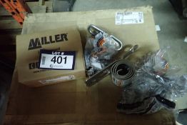 Lot of 7 Cases Miller Shock Absorbers w/ Tensioners, Shackles and Hardware- NEW, UNUSED.