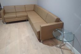 2PC Sectional Sofa w/ Round Glass Top Side Table.
