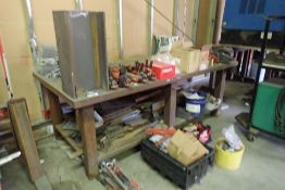 Steel 4'x8'x2" Shop Table w/ Record 6" Vice and Asst. Steel Crops.