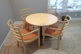 36" Round Meeting Table w/ 4 Wood Framed Occasional Chairs.