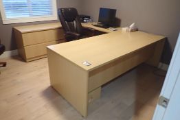 U-Shaped Desk w/ 2 Pedestals and Lateral 2-Drawer File Cabinet.