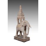 A LARGE BURMESE POTTERY MODEL OF AN ELEPHANT, SHAN STATES, 19TH CENTURY