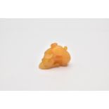 A GOOD CHINESE YELLOW AGATE BIXIE AND FENGHUANG CARVING, QING DYNASTY