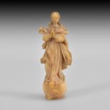 AN INDO-PORTUGUESE IVORY CARVING OF A MADONNA, 17TH CENTURY