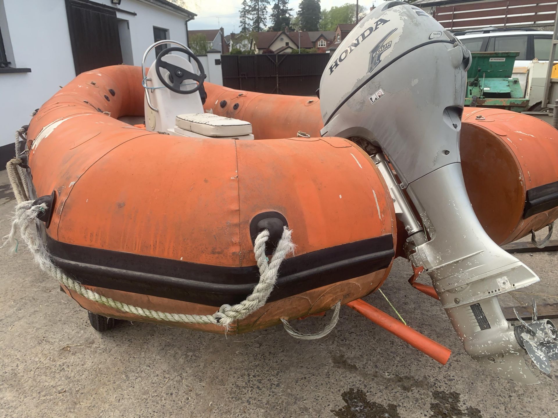 DUNLOP FAST RESCUE 14 FEET RIBBED BOAT.HONDA 20HP ENGINE.LOCATION N IRELAND. - Image 7 of 7