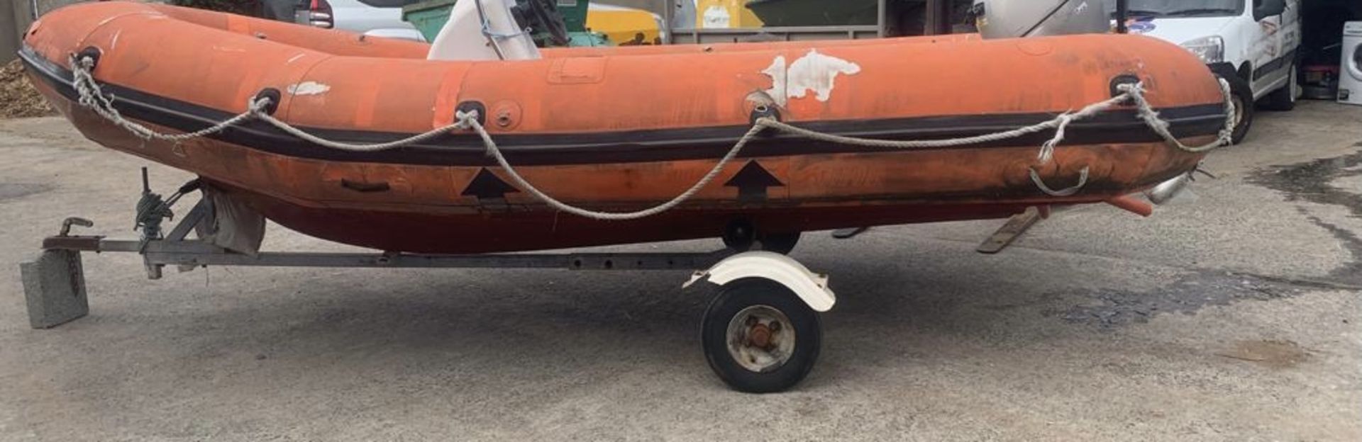 DUNLOP FAST RESCUE 14 FEET RIBBED BOAT HONDA 20HP ENGINE LOCATION N IRELAND - Image 2 of 8