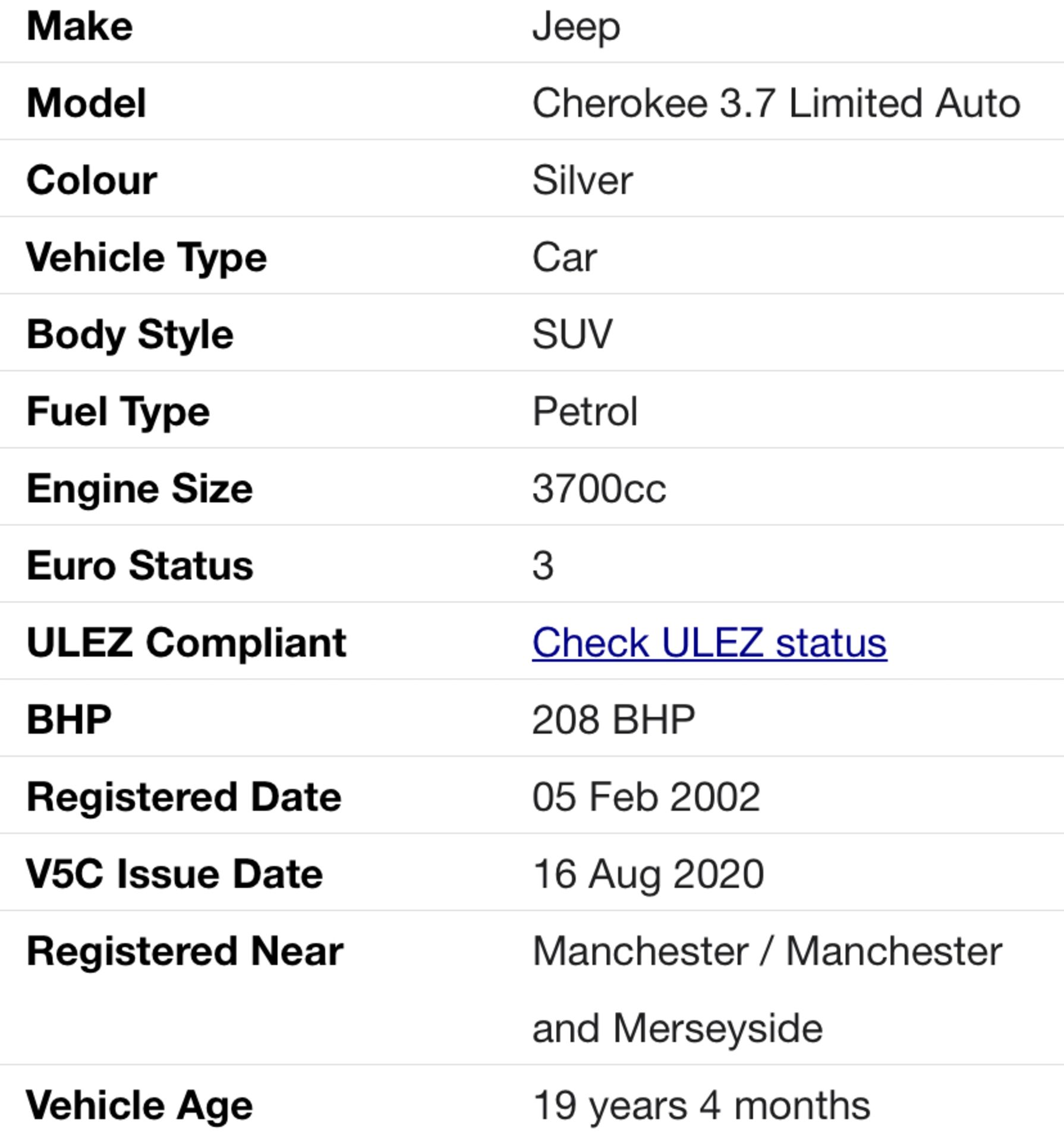 JEEP CHEROKEE 3.7 Limited Auto LPG 71,000 miles LOCATION Co.Down N.Ireland - Image 15 of 15