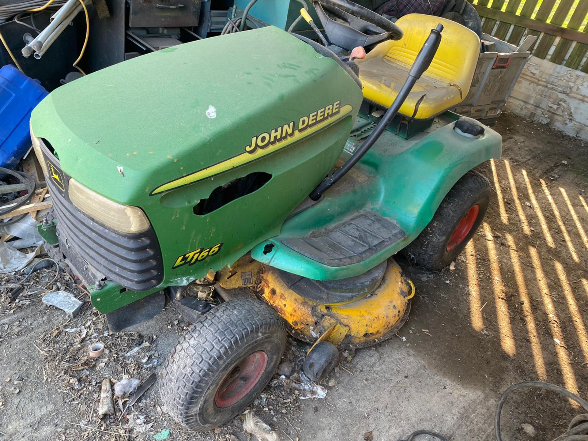 JOHN DEERE LT166 RIDE ON MOWER.LOCATION NORTH YORKSHIRE.