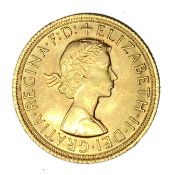 Elizabeth II gold Sovereign coin, 1965