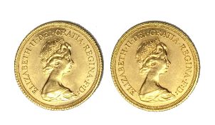 Elizabeth II two gold Sovereign coins, 1979