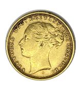 Queen Victoria gold Sovereign coin, 1884