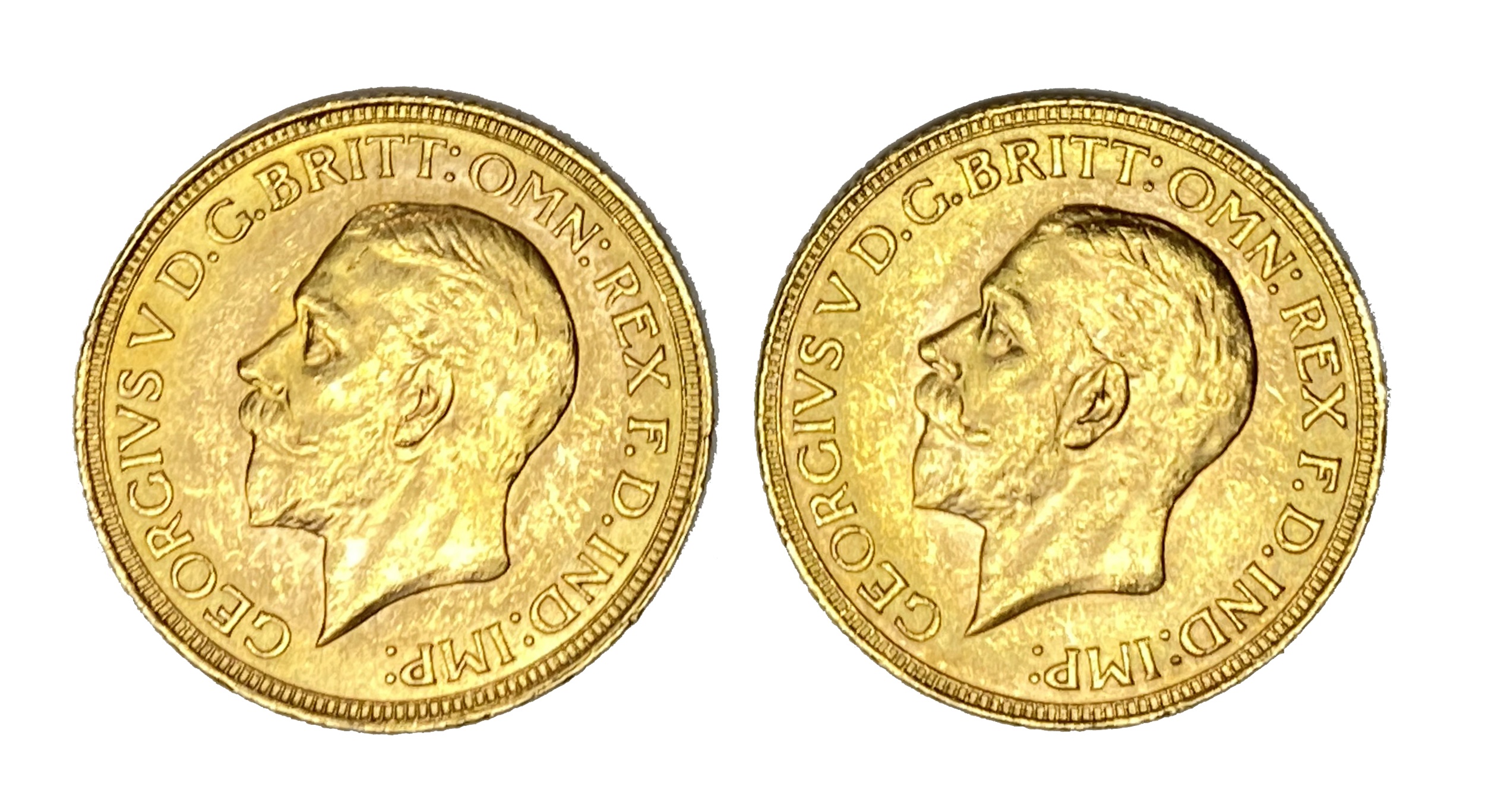 George V two gold Sovereign coins, 1931, Pretoria mint