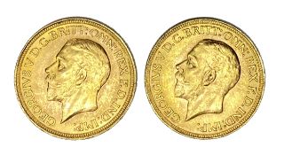 George V two gold Sovereign coins, 1931, Pretoria mint