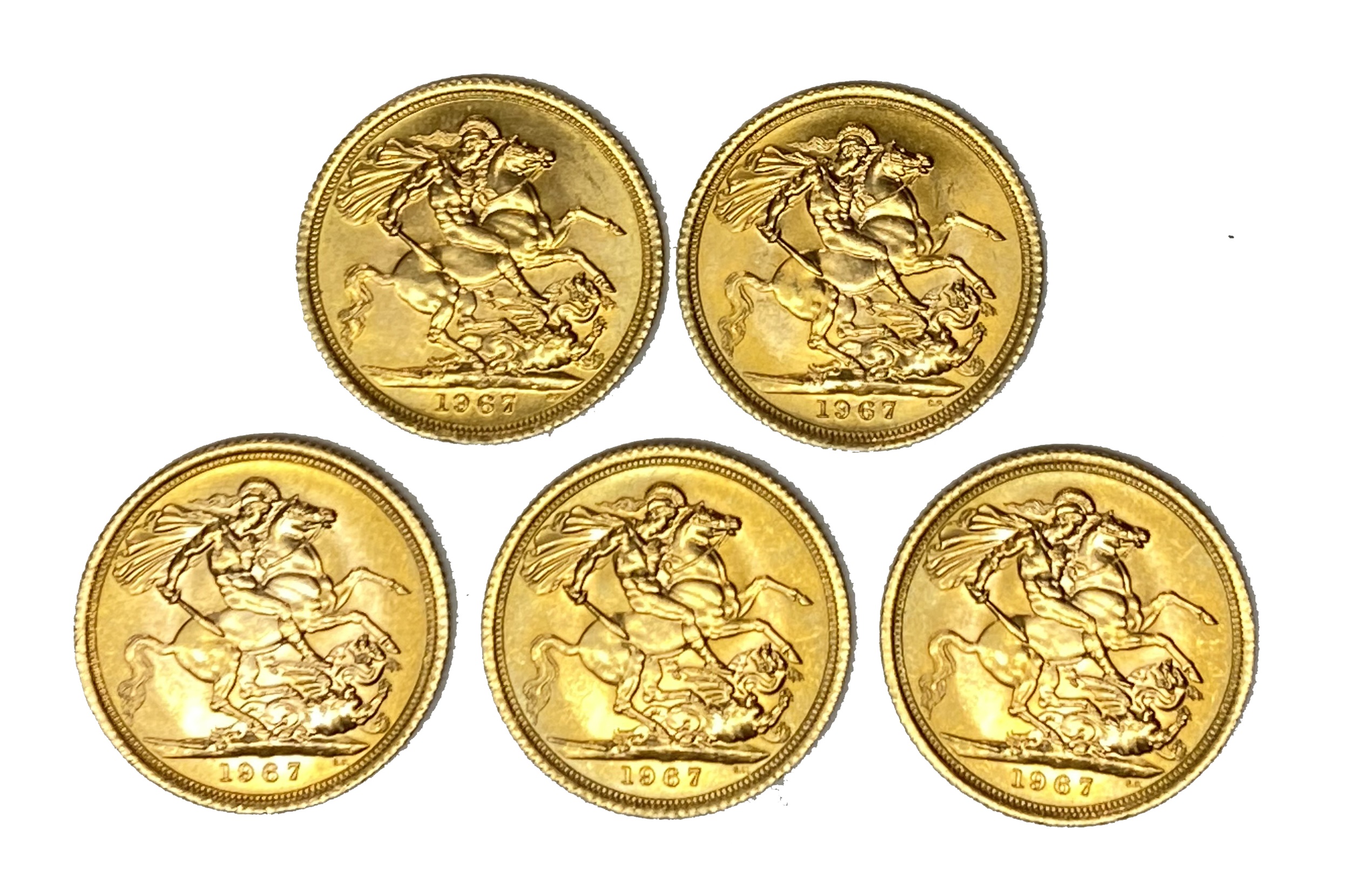 Elizabeth II five gold Sovereign coins, 1967 - Image 2 of 2