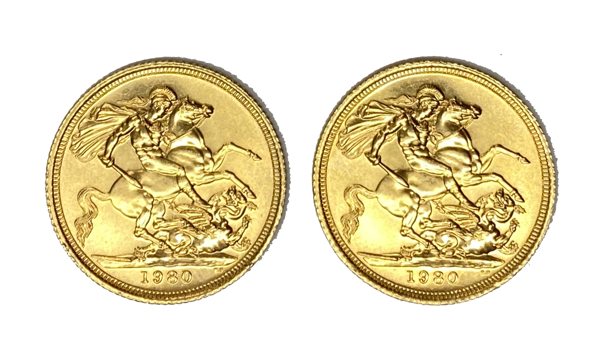 Elizabeth II two gold Sovereign coins, 1980 - Image 2 of 2