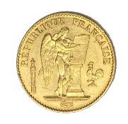 French Republic 20 Franc gold coin, 1895