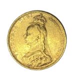 Queen Victoria gold Sovereign coin, 1892