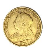 Queen Victoria gold half Sovereign coin, 1894