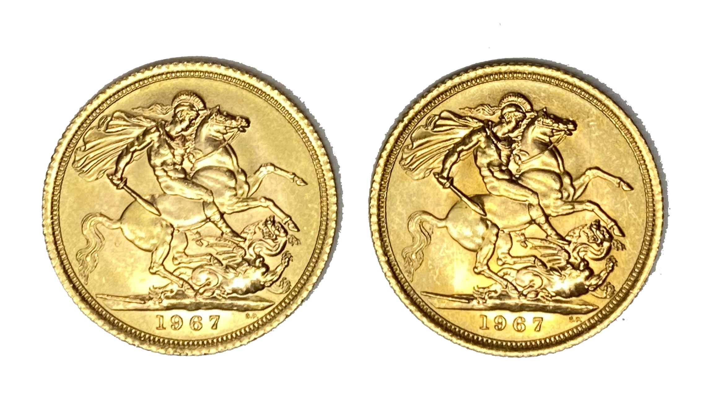 Elizabeth II two gold Sovereign coins, 1967 - Image 2 of 2