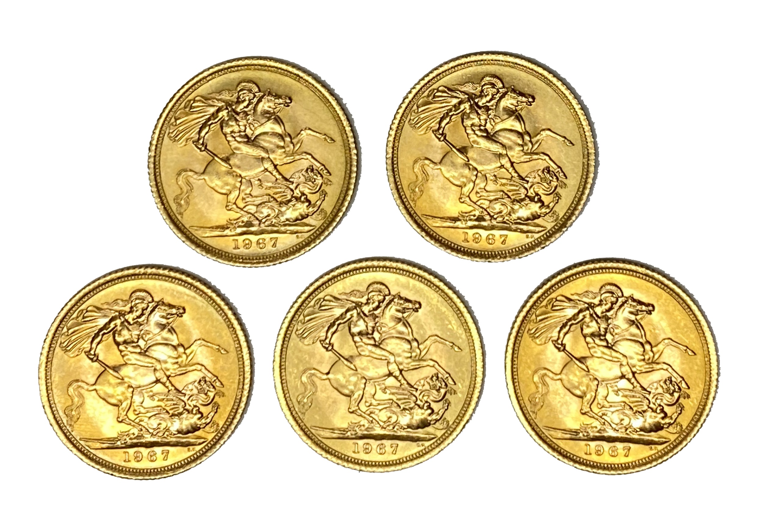 Elizabeth II five gold Sovereign coins, 1967 - Image 2 of 2